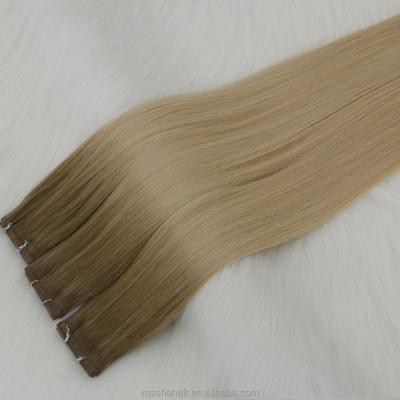 China Straight Cuticle Aligned Indian Remy Blonde Invisible Pu Weft Hair Extension for sale