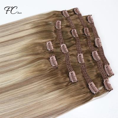 China 100% Virgin Human Hair Seamless Remy Human Hair PU Skin Weft Clip In Hair Extension for sale