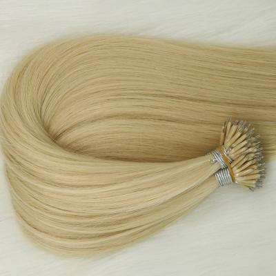 China Wholesale Russian Silky Straight CSF Cuticle Aligned Double Bead Pulled Keratin Nano Ring Hair Extension for sale