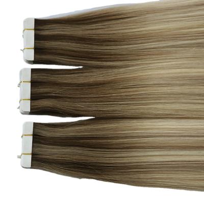 China Silky Straight Wave Tape Russian Human Hair Balayage Color Tape In Hair Extensions for sale