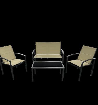 China Modern Metal Frame Fabric Sling Mesh Teslin Furniture Outdoor Garden Sofa 4 Pieces Conversation Set for sale