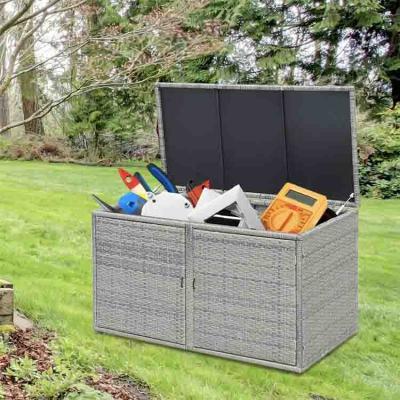 China Tangkula Outdoor Storage Box Garden Storage Box Rattan Furniture Garden Deck Wicker Bin Stored With Storage Box for sale