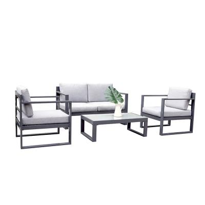 China Modern Aluminum Metal Frame Modern Slate Outdoor Furniture Set Luxury Metallic Furniture for sale