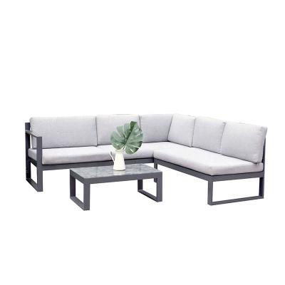 China Modern Metal Aluminum Frame Garden Villa Outdoor Cafe Lounge Sofa Pull Out Section Sofa for sale