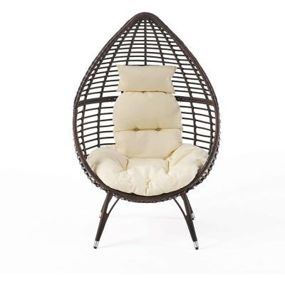 China Modern Luxury Outdoor Rattan Egg Shape Hanging Swing Chair Easy Clean Garden Furniture for sale