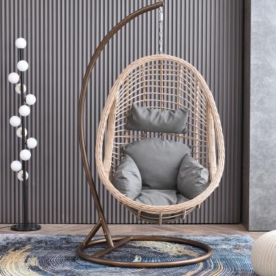 China Modern Outdoor Swing Rattan Patio Rattan Recliner Egg Swing Chair Garden Chair Swing Basket Oval Swing Chair for sale