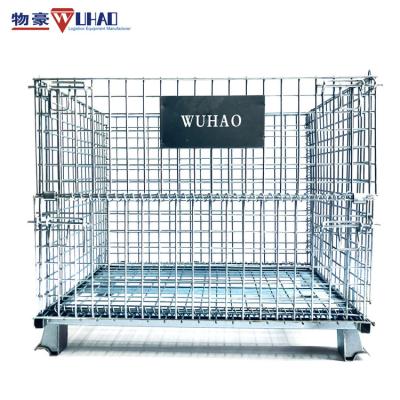 China Collapsible Collapsible Stackable Industrial Stacking Steel Wire Metal Mesh Container for sale