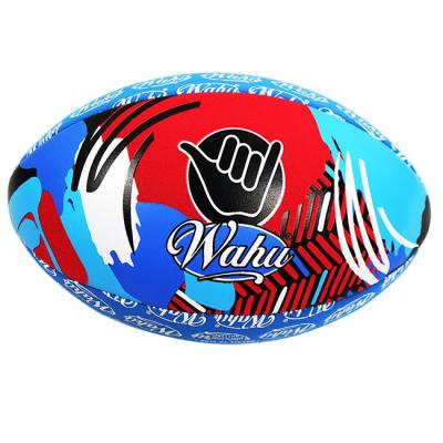 China High Quality Custom Printing Neoprene Outdoor Beach Water Game Full Size Rugby Ball for sale