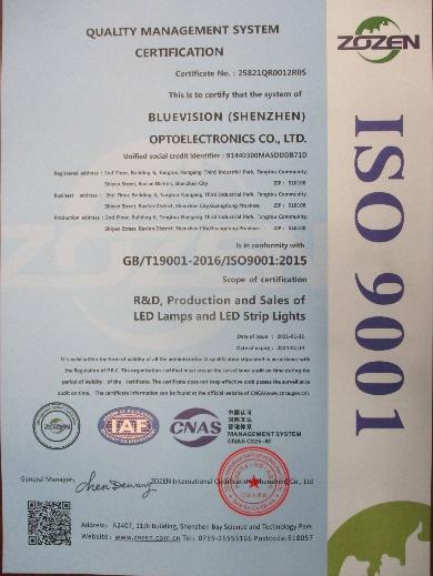 ISO9001 - Bluevision (shenzhen) Optoelectronics Co., Ltd