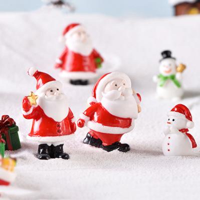 China Europe Christmas Tree Santa Claus Kawaii Snowman Miniature Resin Figurines Dolhouse Mini Greenhouse Ornament DIY Gift Supplies Room Decor for sale