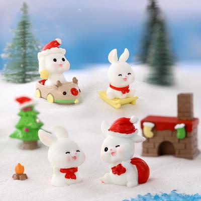 China 2023 New Europe Christmas Kawaii Miniature Resin Figurines Home Decor Garden Gnome Rabbit Ornament DIY Gift Gift Supplies for sale