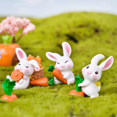 China Europe PVC Little Rabbit For Figurines Fairy Plastic Decor Ornament Craft Miniature Craft Mystery Box Garden Car Desk Accessories for sale