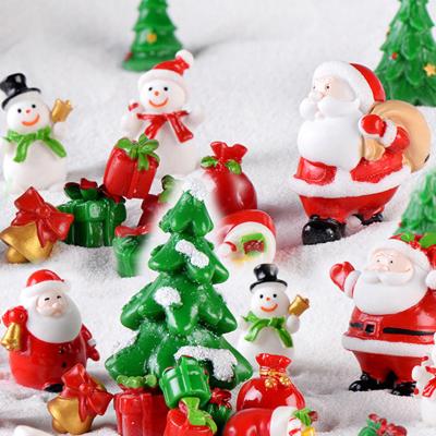 China Europe Christmas Tree Cute Santa Claus Snowman Gif Box Kawaii Resin Miniature Figurines Garden Ornament, DIY Supplies Christmas Home for sale