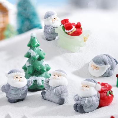 China New Mini Santa Claus Thick Padded Coat Miniature 3D Resin Figures Europe Garden Gnome Ornament, DIY Supply Christmas Home Decor for sale