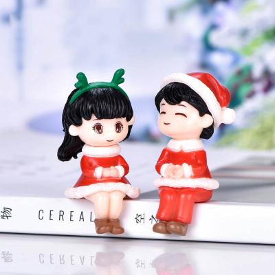 China Europe Christmas girl boy posed figurines miniature car ornament couples doll stock gift box craft desktop decor Set B 3D for sale