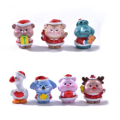 China Europe Miniature Christmas Toy Kids Gift 4cm Resin Home Decor Kawaii Dollhouse Ornament Mini Greenhouse Animal Figurines For Mystery Box/Bag for sale