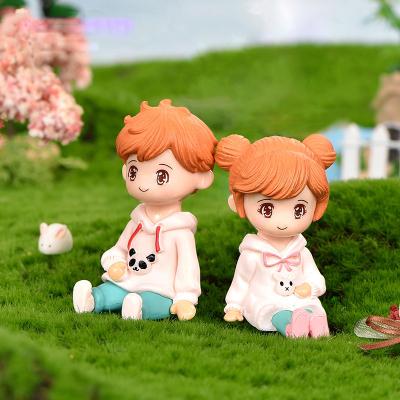 China Europe Hoodie Girl Boy Pose Lover Couples 3D Doll Figure For Gift Box Miniature PVC Craft Ornament Figures Car Desk Decor for sale