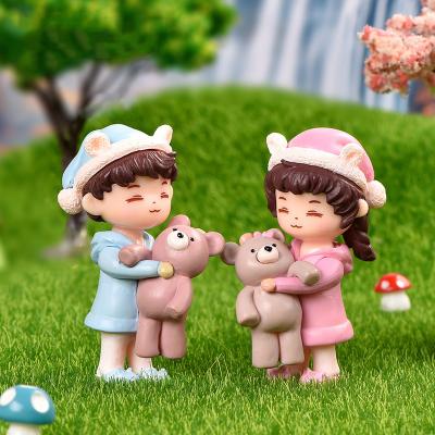 China Europe Winter Pajamas Support Girl Boy Lover Couple 3D Doll Figure For Gift Box Miniature PVC Craft Ornament Figures Car Desk Decor for sale