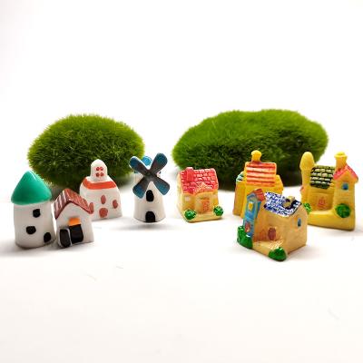 China China 10 Pack Fairy Garden Miniatures Set Craft Moss Decorative Terrarium Figurines Ornament, Mini House 3D Resin DIY Toy Handmade for sale