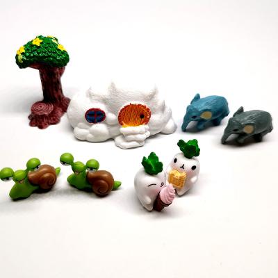 China 8pcs Mini House Tree Elephant 3D Figurines China Fairy Garden Miniatures Set Resin Moss Decor Terrarium DIY Accessories for sale