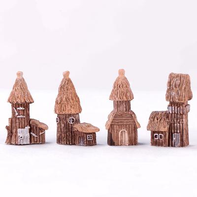 China Small Retro Grass China House Resin Craft Artificial Chinese Fairy Garden Miniature Building Sculpture Statue,Vintage Home Decor for sale