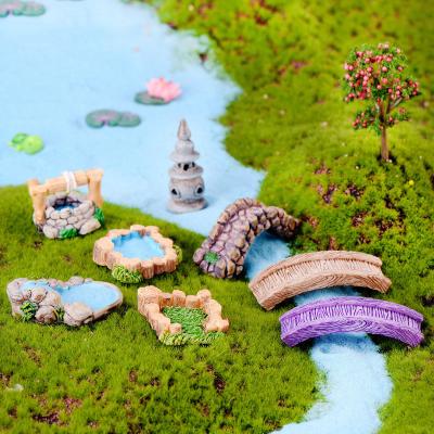 China China Bridge Artificial Retro Miniature Fairy Garden Craft Antique Building Sculpture Statue, Vintage Home Mini Garden Decor for sale