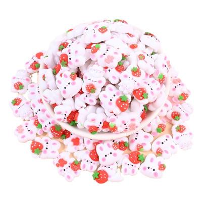 China Hot Selling Japan DIY Accessories Strawberry Bunny Shape Resin Craft Cute Decoration Phone Case Hair Bow Hairpin Brooch for sale