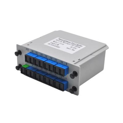 China Hot selling FTTH single mode 1*16 SC/UPC fiber optic splitter cassette box card inserting type 1*16 SC/UPC fiber optic splitter cassette box for sale