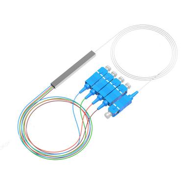 China Hot Selling FTTH Network FTTH FTTxFTTB Mode 0.9mm Tube Fiber Opitc Splitter 1x4 Unitary Steel SC UPC for sale