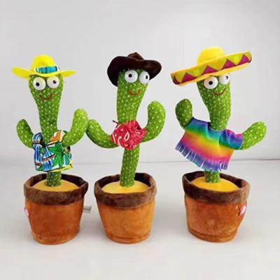 China Lovely Eco-friendly Material Talking Toy Dancing Cactus Doll Speak Potted Plush Cactus Potted Toy Early Education Toy For Children for sale