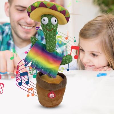 China Gift Eco-friendly Material Care Education Children Sound Record Repeat Toy Cactus Lovely Talking Toy Dancing Kawaii Cactus for sale