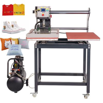 China Convenient OKAI Double station heat press dtf Automatic Heat Press Machines pressing clear picture for sale