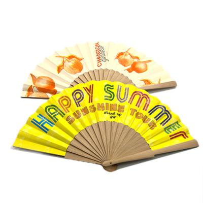 China Folding Gift Hand Logo Bamboo Portable Custom Printed Asian Promotional Fan Advertising Brand Summer Business Folk Handmade Painting for sale