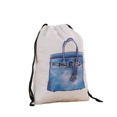 China Custom Promotional Shopping Bag Reusable Cheap Polyester Drawstring Bag Polyester Drawstring Bag for sale