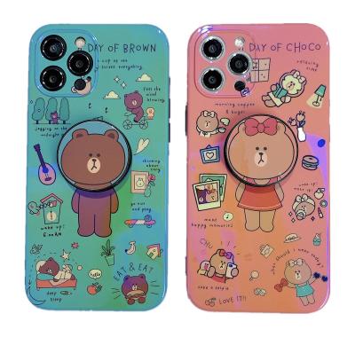 China Cute Funny Soft Silicone Bear Brown Back Cover Shockproof Cartoon IMD Blu-ray For iPhone 13 pro 12 11 max pro Max Xs Max 7 plus phone case for sale