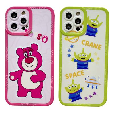 China Shockproof Three Eyed Monster Strawberry Bear Shockproof Phone Case For iPhone 11 12 pro 13 max pro X Xs XR max 8 7 plus soft back cover for sale