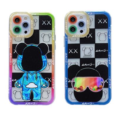 China Shockproof IPhone 13 Pro X Max Xs 7 8 Max Bear Lattice Fashion Trend Mobile Phone Case Funda For Plus 12 11 Pro Max Soft Back Cover for sale