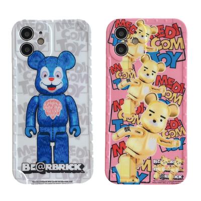 China NEW Fashion Shockproof Violent Bear Cell Phone Case For XR Xs 11 pro 12 pro 7 8 max max max plus soft back cover IMD Capa Shell Protect for sale