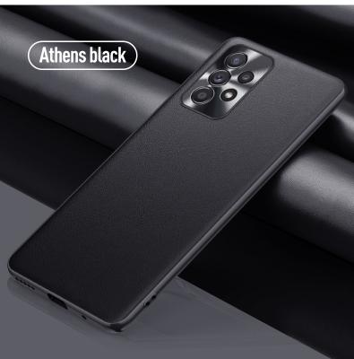 China Fashion Shockproof Luxury Plain Skin PC Leather Hard Back Cover Mobile Case For Samsung A52 A72 A32 A23 A53 A73 A33 Black Phone Case Funda for sale