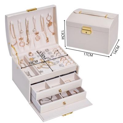 China Multifunction Three-layer drawer type jewelry storage box creative jewelry box earrings earrings earrings retro gift jewelry box for sale