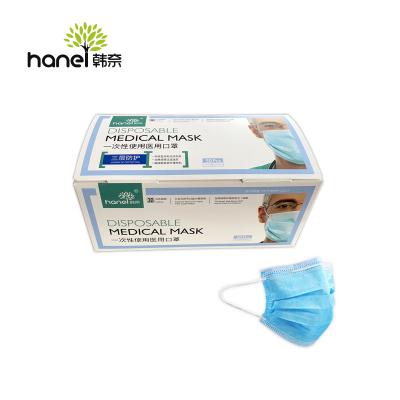 China Blue Nonwoven Earloop Medicine 3ply Paper Face Mask For Air Pollution for sale