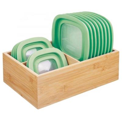 China Refine-bam Sustainable Bamboo Kitchen Storage Bin Wooden Organizer For Food Container for sale