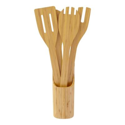 China 4-Piece Disposable Kitchen Tool Cooking Scoops And Spatulas Set Reusable Bamboo Utensil Set for sale