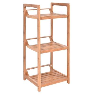 China Wood Corner Umbrella Wood Corner Goods Hanging Storage Bookcase Desktop Bedside Bamboo Shelf Rack for sale