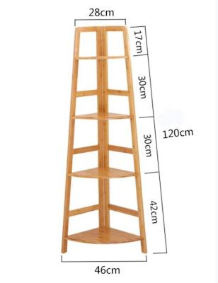 China 3 Tier Sustainable Floor Bathroom Corner Shelf Free Standing Bamboo Living Room Corner Shelf for sale