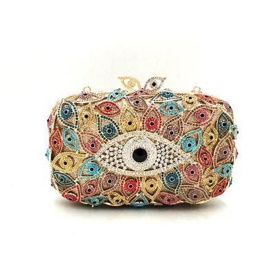 China High Quality Women Evening Bag Luxury Available Wholesale Diamonds Hollow Classic Crystal Evil Eyes Bags Funny Clutches and Purses for sale