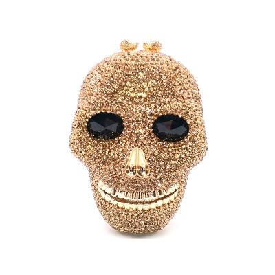 China Fashoion Factory Wholesale Sell Women Evening Purses Large Diamond Bridal Wedding Handbag Crystal Skull Head Bag for sale