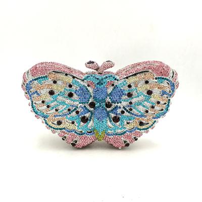 China Classic high quality women evening clutches lady bags diamonds animal funny butterfly bridal crystal bag elegant wedding bags for sale