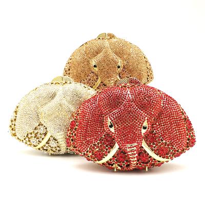 China Classic high quality women evening clutches diamonds bridal animal elephant lady bags crystal wedding bag for sale