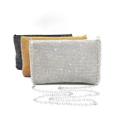 China Fashoion Guangzhou Wholesale Rhinestone Wedding Bridal Women Equalizing Ladies Soft Cross Body Bag Clutches Crystal Wallet for sale